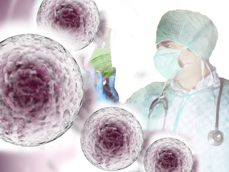 Extraction of stem cells from fat samples in the laboratory.